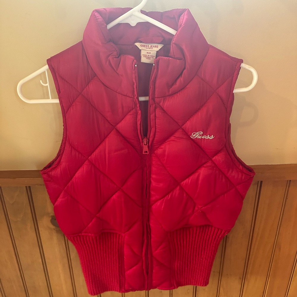 Red puffer vest